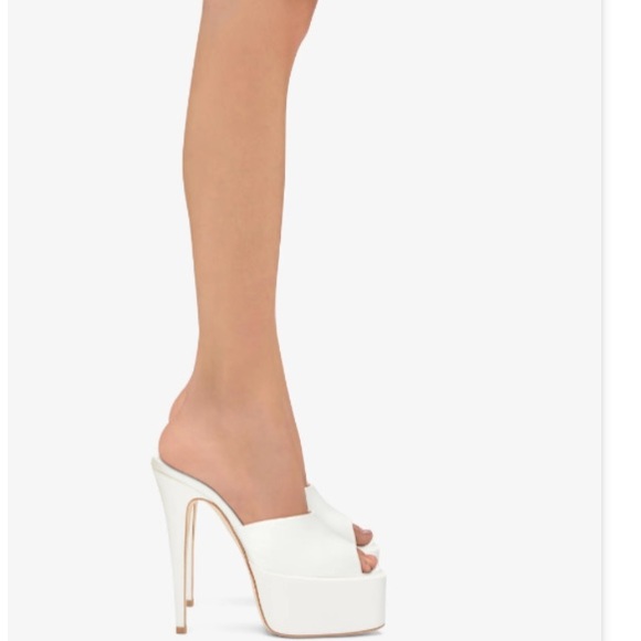 NIB Paris Texas Marina Patent Leather Platform Mule Sandals in Powder Size 8 - Picture 4 of 15